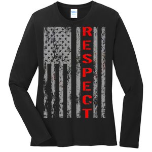 Respect Flag Of America Ladies Long Sleeve Shirt