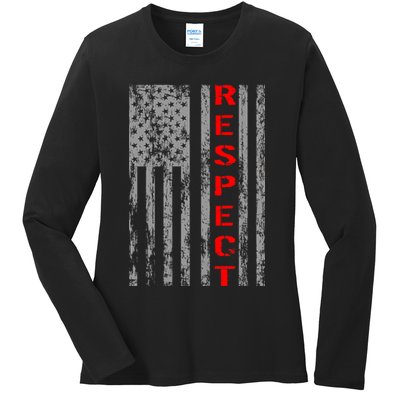 Respect Flag Of America Ladies Long Sleeve Shirt