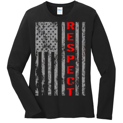 Respect Flag Of America Ladies Long Sleeve Shirt