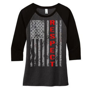 Respect Flag Of America Women's Tri-Blend 3/4-Sleeve Raglan Shirt