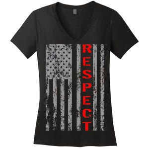 Respect Flag Of America Women's V-Neck T-Shirt