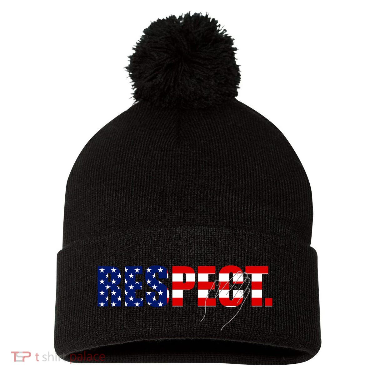 Respect National Anthem Pom Pom 12in Knit Beanie