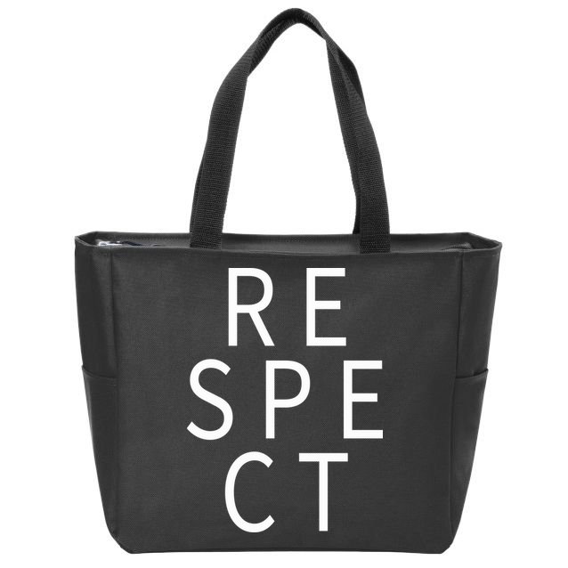 Respect Simple Logo Zip Tote Bag