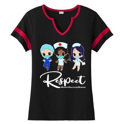 Respect Support Healthcare Workers Ladies Halftime Notch Neck Tee