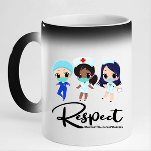 Respect Support Healthcare Workers 11oz Black Color Changing Mug