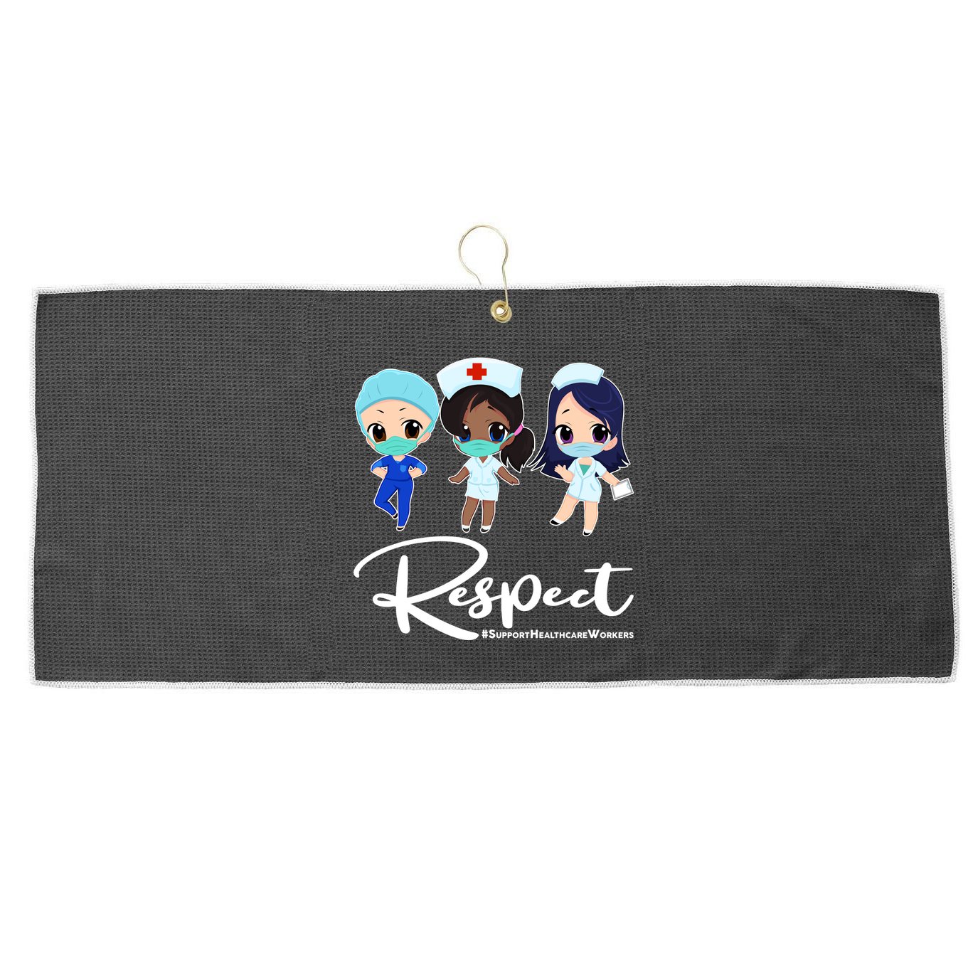 Respect Support Healthcare Workers Large Microfiber Waffle Golf Towel