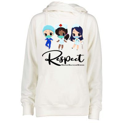 Respect Support Healthcare Workers Womens Funnel Neck Pullover Hood