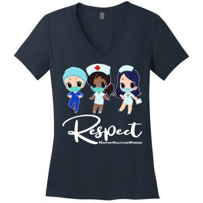 Respect Support Healthcare Workers Women's V-Neck T-Shirt