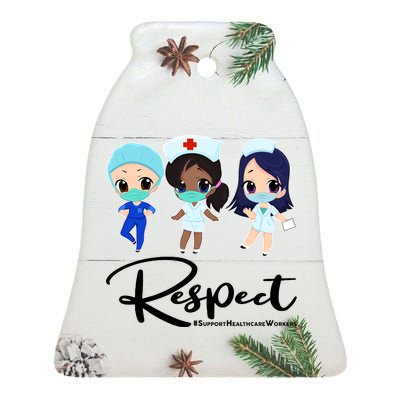 Respect Support Healthcare Workers Ceramic Bell Ornament