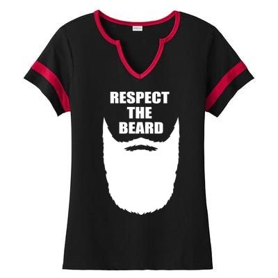 Respect The Beard Funny Bearded Ladies Halftime Notch Neck Tee