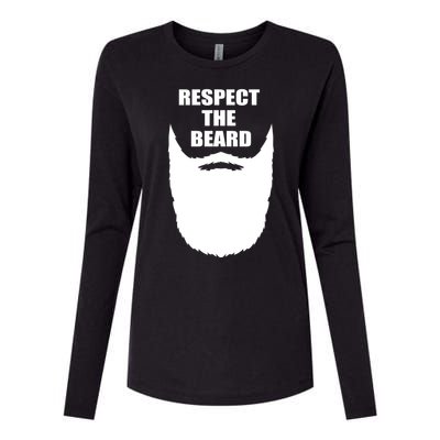 Respect The Beard Funny Bearded Womens Cotton Relaxed Long Sleeve T-Shirt