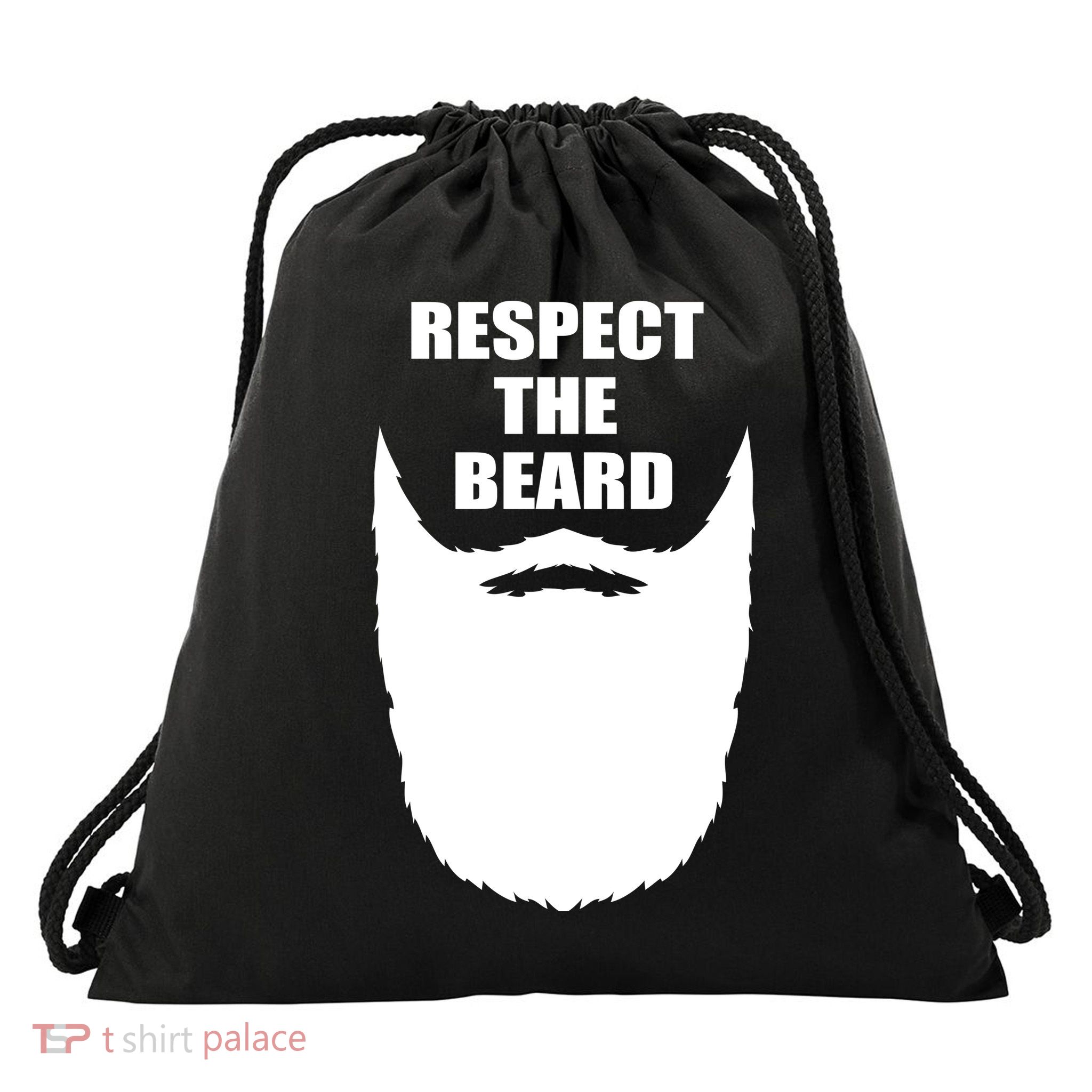 Respect The Beard Funny Bearded Drawstring Bag