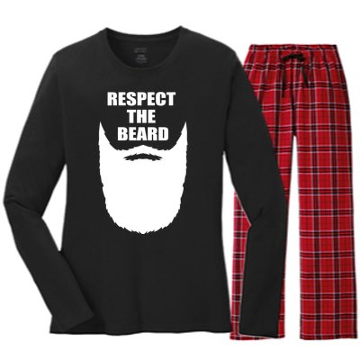 Respect The Beard Funny Bearded Women's Long Sleeve Flannel Pajama Set 