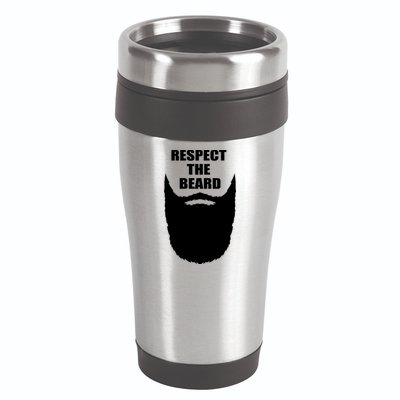 Respect The Beard Funny Bearded 16oz Travel Tumbler