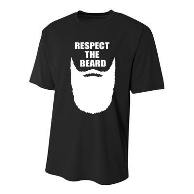 Respect The Beard Funny Bearded Youth Performance Sprint T-Shirt