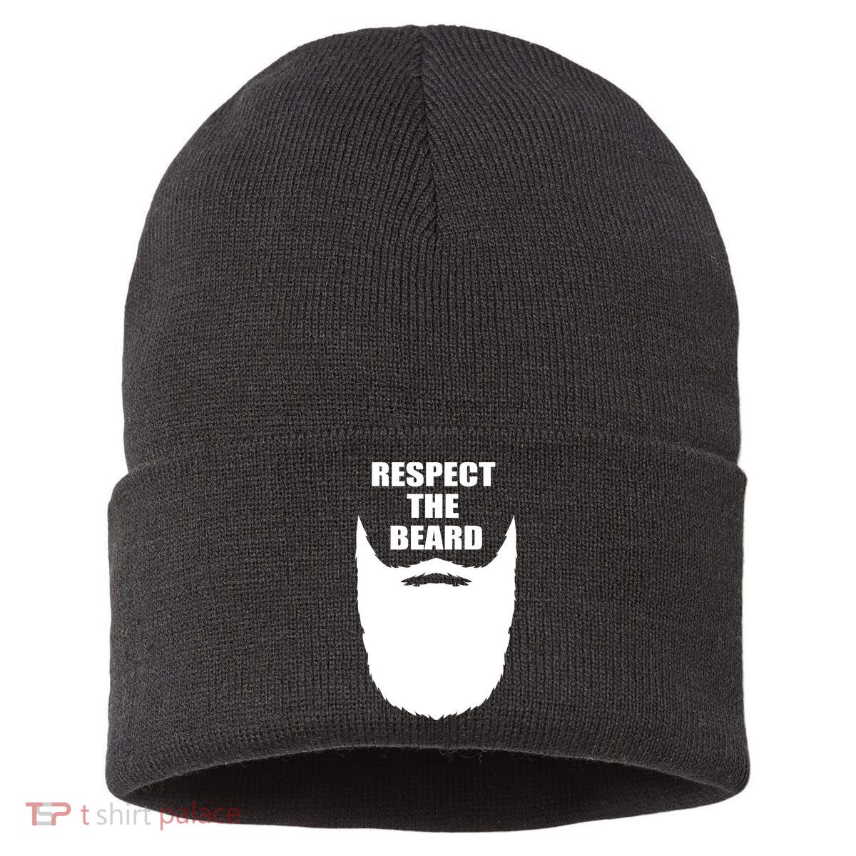 Respect The Beard Funny Bearded Sustainable Knit Beanie
