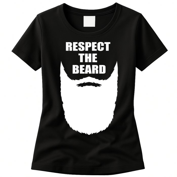 Respect The Beard Funny Bearded Womens T-Shirt