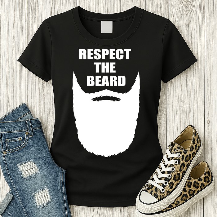 Respect The Beard Funny Bearded Womens T-Shirt