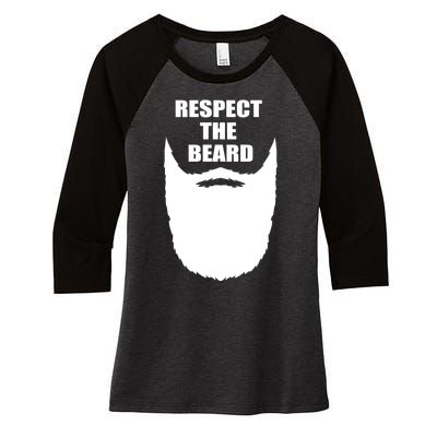 Respect The Beard Funny Bearded Women's Tri-Blend 3/4-Sleeve Raglan Shirt