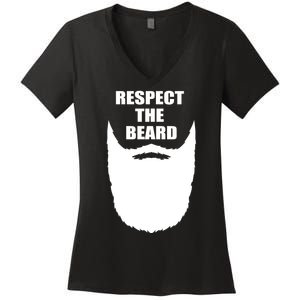 Respect The Beard Funny Bearded Women's V-Neck T-Shirt