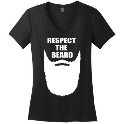 Respect The Beard Funny Bearded Women's V-Neck T-Shirt