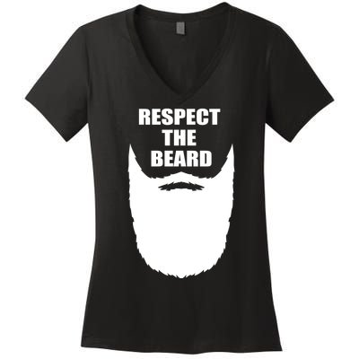 Respect The Beard Funny Bearded Women's V-Neck T-Shirt