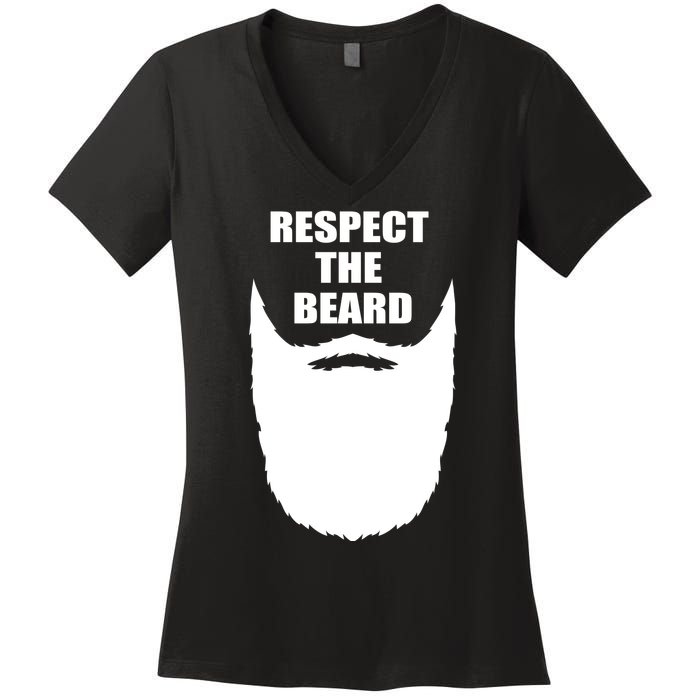 Respect The Beard Funny Bearded Women's V-Neck T-Shirt