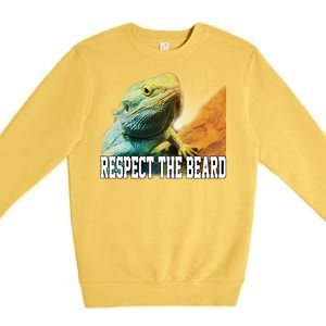 Respect The Beard Funny Bearded Dragon Premium Crewneck Sweatshirt