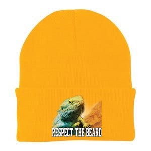 Respect The Beard Funny Bearded Dragon Knit Cap Winter Beanie