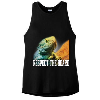 Respect The Beard Funny Bearded Dragon Ladies PosiCharge Tri-Blend Wicking Tank