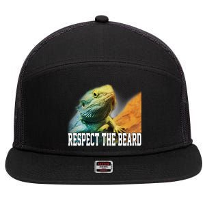 Respect The Beard Funny Bearded Dragon 7 Panel Mesh Trucker Snapback Hat