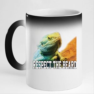 Respect The Beard Funny Bearded Dragon 11oz Black Color Changing Mug