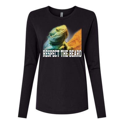 Respect The Beard Funny Bearded Dragon Womens Cotton Relaxed Long Sleeve T-Shirt