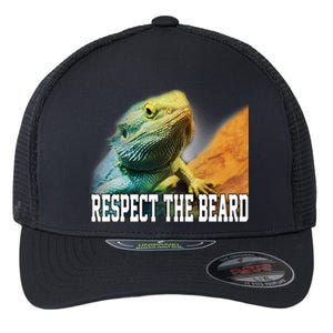 Respect The Beard Funny Bearded Dragon Flexfit Unipanel Trucker Cap