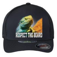 Respect The Beard Funny Bearded Dragon Flexfit Unipanel Trucker Cap