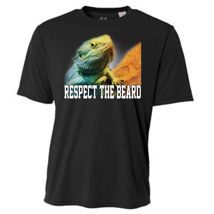 Respect The Beard Funny Bearded Dragon Cooling Performance Crew T-Shirt