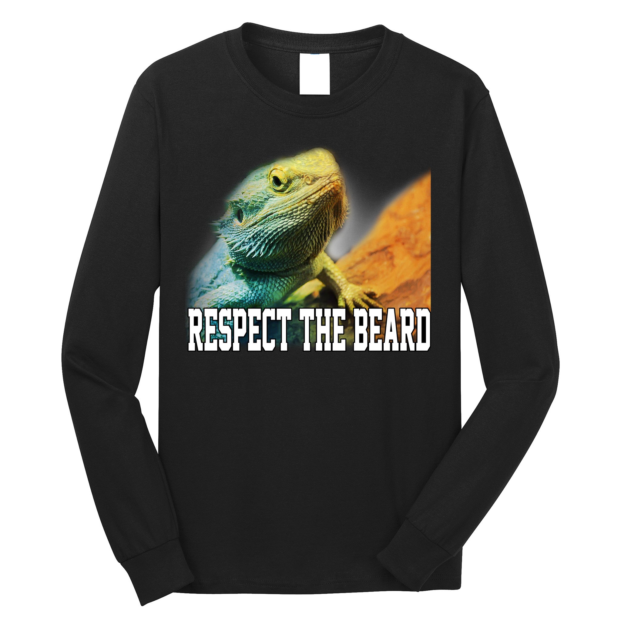 Respect The Beard Funny Bearded Dragon Long Sleeve Shirt