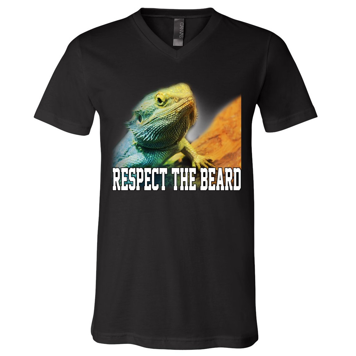 Respect The Beard Funny Bearded Dragon V-Neck T-Shirt