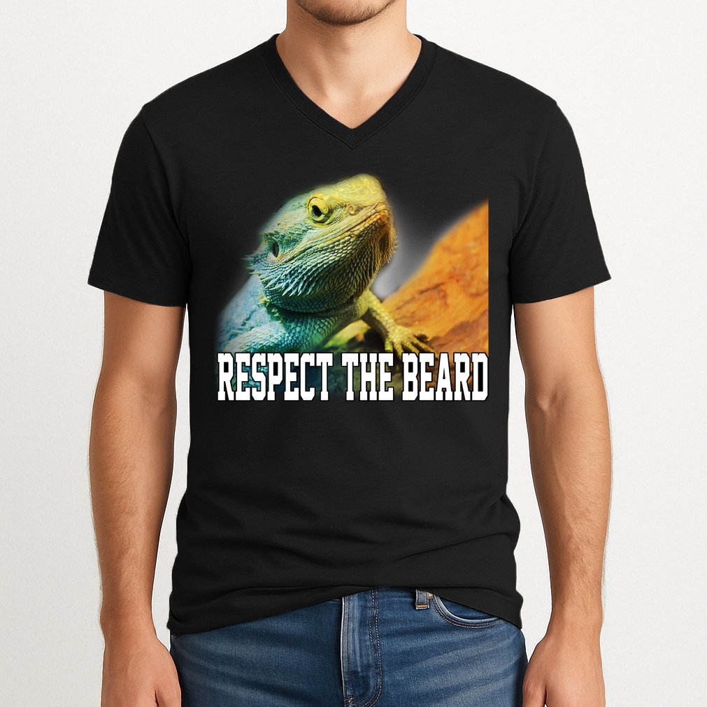 Respect The Beard Funny Bearded Dragon V-Neck T-Shirt