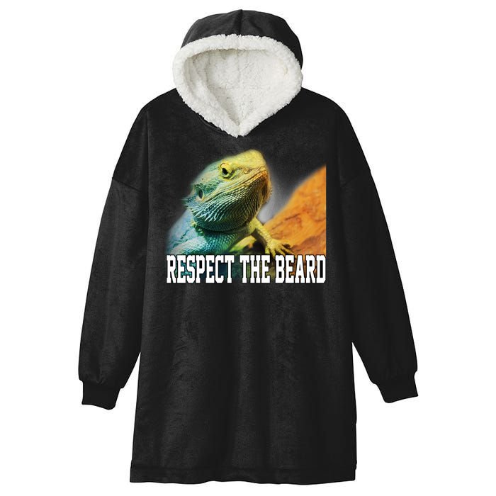 Respect The Beard Funny Bearded Dragon Hooded Wearable Blanket