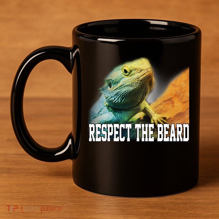 Respect The Beard Funny Bearded Dragon 11oz C Handle Ceramic Mug