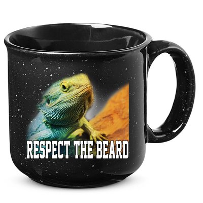 Respect The Beard Funny Bearded Dragon 15oz Campfire Ceramic Mug
