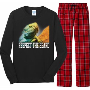 Respect The Beard Funny Bearded Dragon Long Sleeve Pajama Set