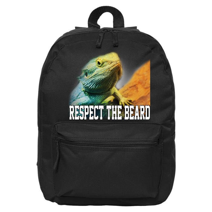 Respect The Beard Funny Bearded Dragon 16 in Basic Backpack