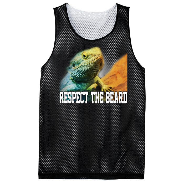 Respect The Beard Funny Bearded Dragon Mesh Reversible Basketball Jersey Tank