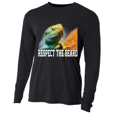 Respect The Beard Funny Bearded Dragon Cooling Performance Long Sleeve Crew
