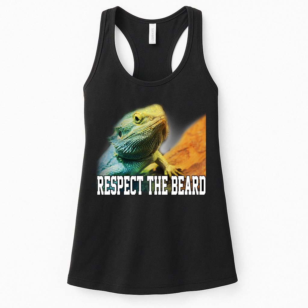 Respect The Beard Funny Bearded Dragon Womens Tank Top