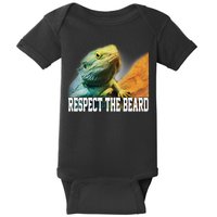 Respect The Beard Funny Bearded Dragon Baby Bodysuit