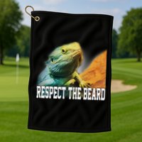 Respect The Beard Funny Bearded Dragon Golf Towel