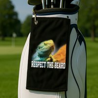 Respect The Beard Funny Bearded Dragon Golf Towel